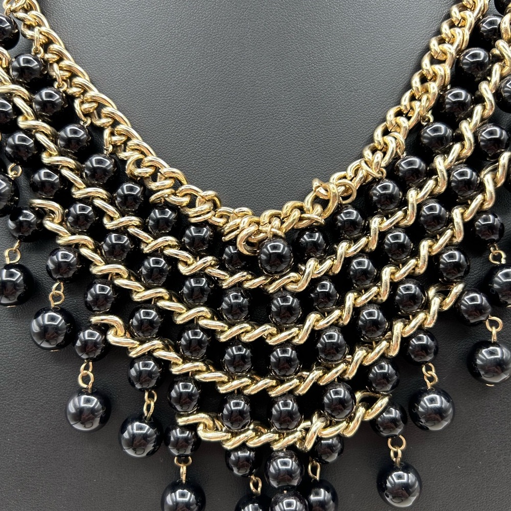 LUCIA signed black balls mogul layered necklace
